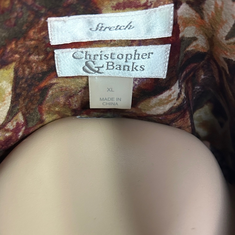 Christopher & Banks Leaf Pattern Button-Up Shirt-… - image 3